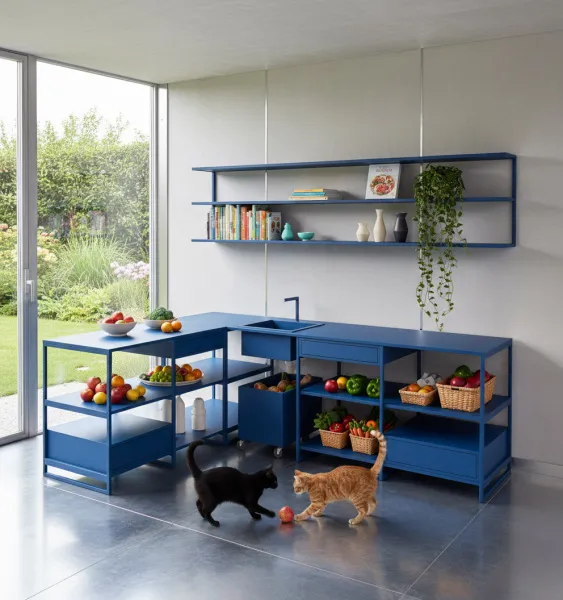 картинка кухня <Швед> угловая 1800х2400 с 4мя ящиками, раковиной, верхними полками от ARCHPOLE