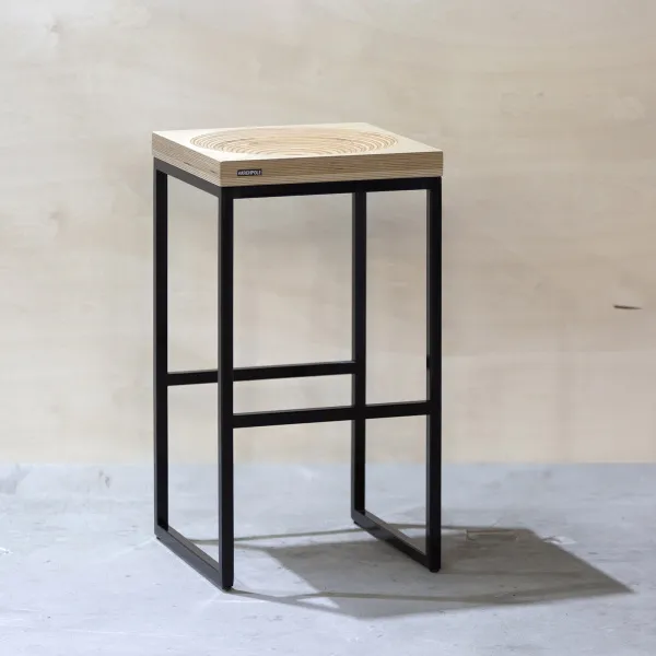 картинка В НАЛИЧИИ табурет барный <FULLMOON> фанера натуральная, металл черный, высота 670 мм, арт.11698 от ARCHPOLE