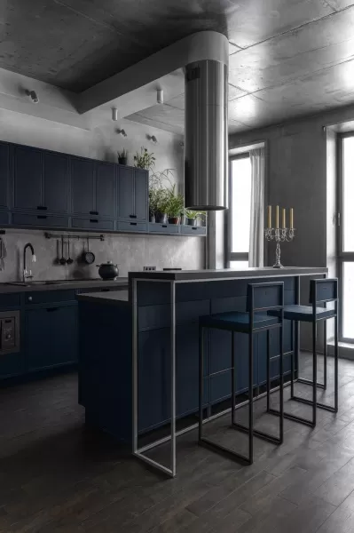 картинка кухня <Минимализм> с островом в Myflat 1.5 от ARCHPOLE