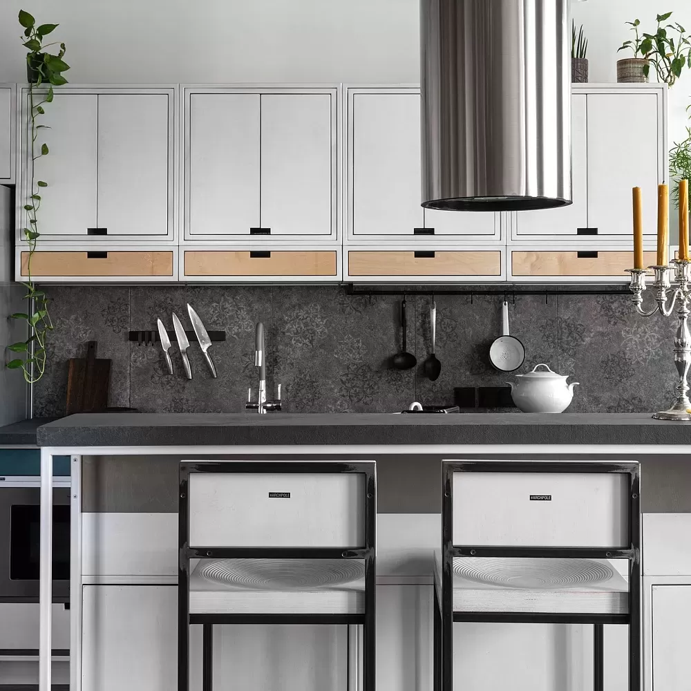 кухня <Минимализм> с островом в Myflat 1.5