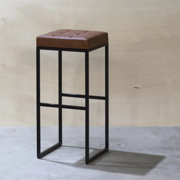 картинка В НАЛИЧИИ табурет барный Шоколад 370х370 h 765 мм, кожа коричневая, металл черный, арт. 18573 от ARCHPOLE