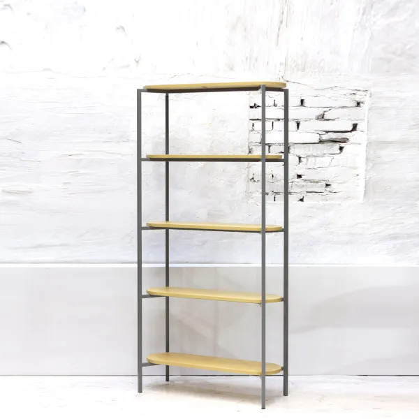 картинка В НАЛИЧИИ из шоурума стеллаж Овале 900х300мм h 1800мм металл серый / дерево песочный RAL 1002 арт. 18778 от ARCHPOLE