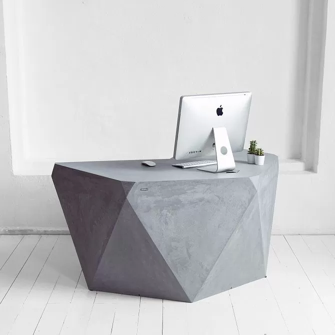 картинка Рабочий стол Гексагон Брильянт из микроцемента в сером цвете от ARCHPOLE
