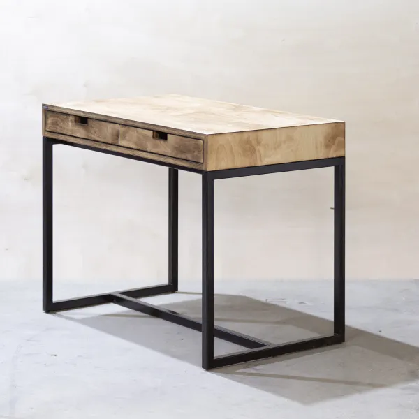 картинка В НАЛИЧИИ стол я ящиками Минимализм 1000x600 h 750 мм / металл черный / столешница жжение  арт.18606 от ARCHPOLE