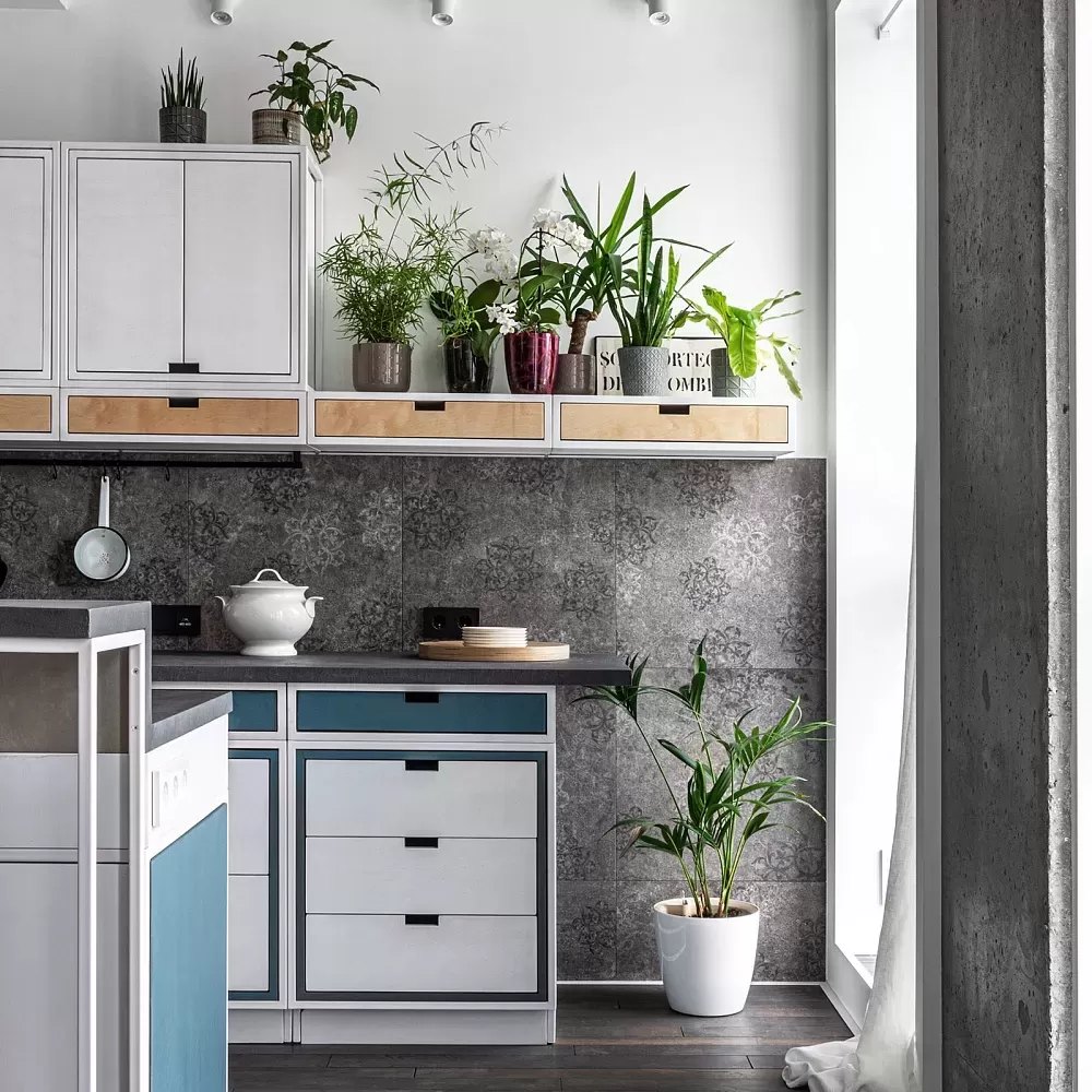 кухня <Минимализм> с островом в Myflat 1.5