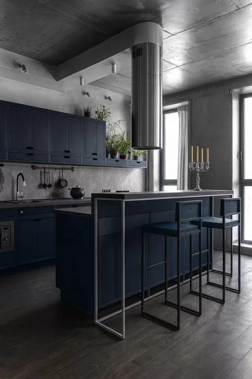 кухня <Минимализм> с островом в Myflat 1.5