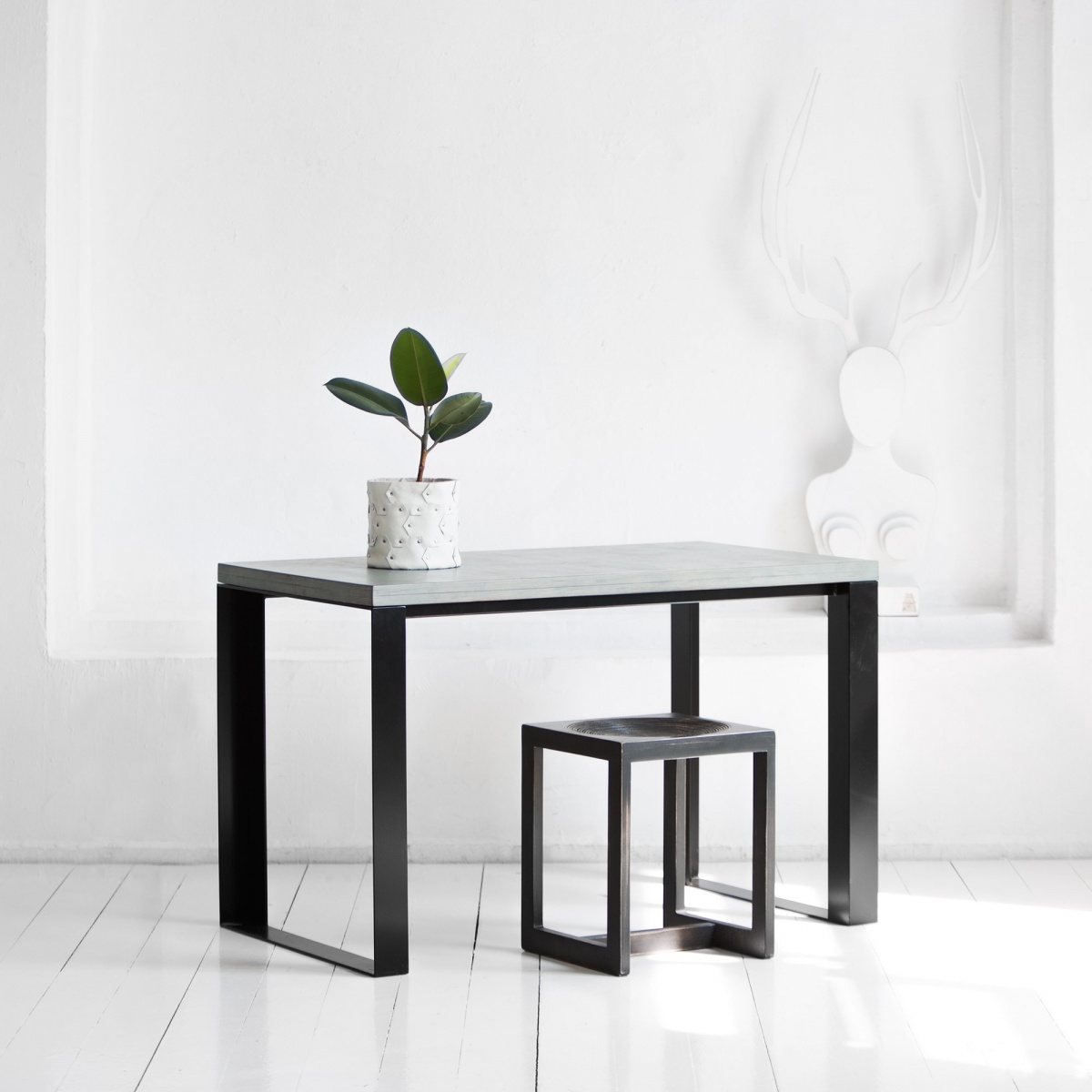 картинка стол рабочий <metalstripe> фанера-винтажный серый от ARCHPOLE