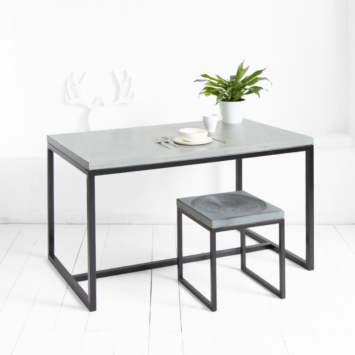 картинка стол обеденный <минимализм> фанера-винтажный серый от ARCHPOLE