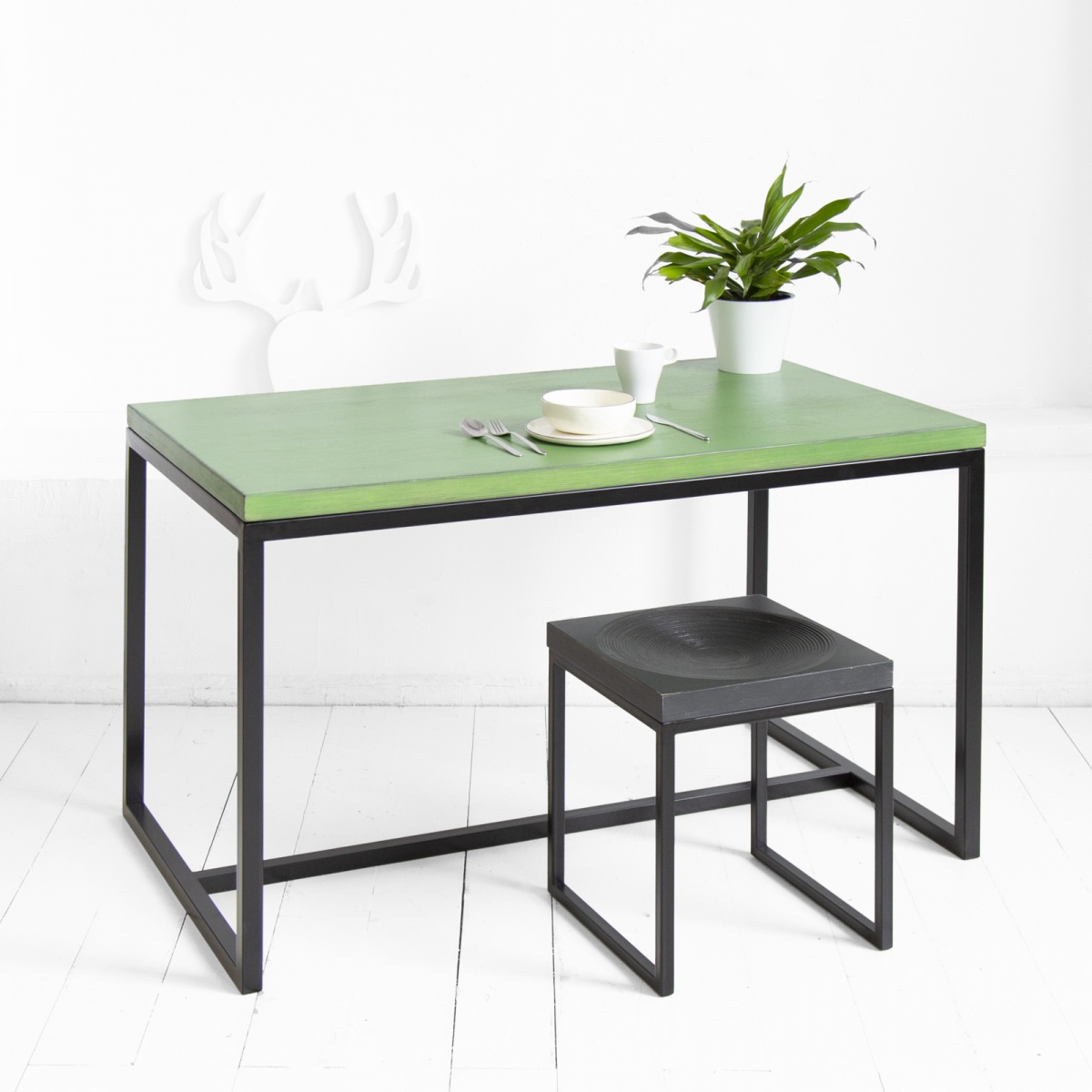картинка стол обеденный <минимализм> фанера-винтажный зеленый от ARCHPOLE