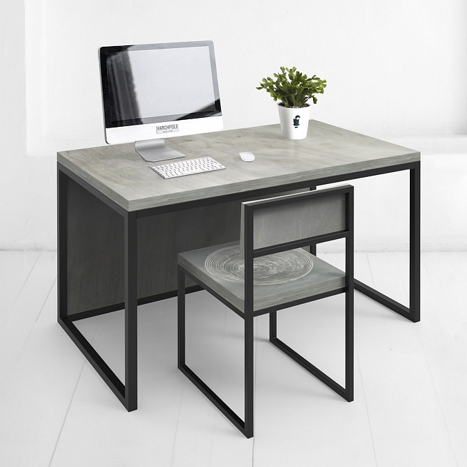 картинка стол рабочий <минимализм> с передней панелью фанера - винтажный серый от ARCHPOLE