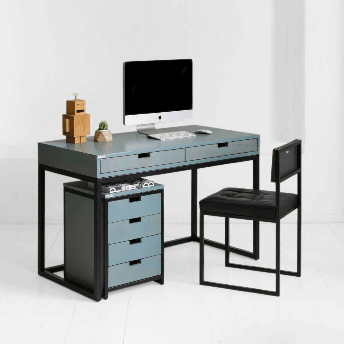 картинка Стол рабочий с ящиком <минимализм> фанера-винтажный синий от ARCHPOLE