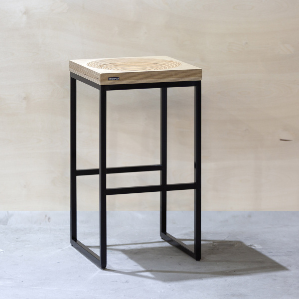 картинка В НАЛИЧИИ табурет барный <FULLMOON> фанера натуральная, металл черный, высота 670 мм, арт.11698 от ARCHPOLE