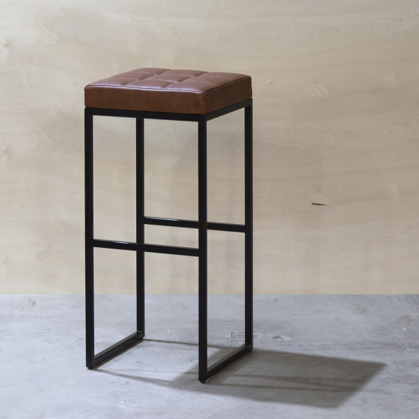 картинка В НАЛИЧИИ табурет барный Шоколад 370х370 h 765 мм, кожа коричневая, металл черный, арт. 18573 от ARCHPOLE