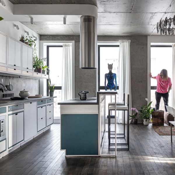 картинка кухня <Минимализм> с островом в Myflat 1.5 от ARCHPOLE
