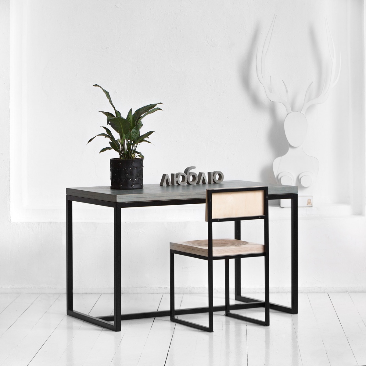 картинка стол рабочий <минимализм> фанера-винтажный серый от ARCHPOLE