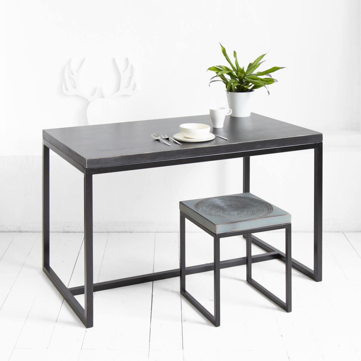картинка стол обеденный <минимализм> фанера-винтажный черный от ARCHPOLE