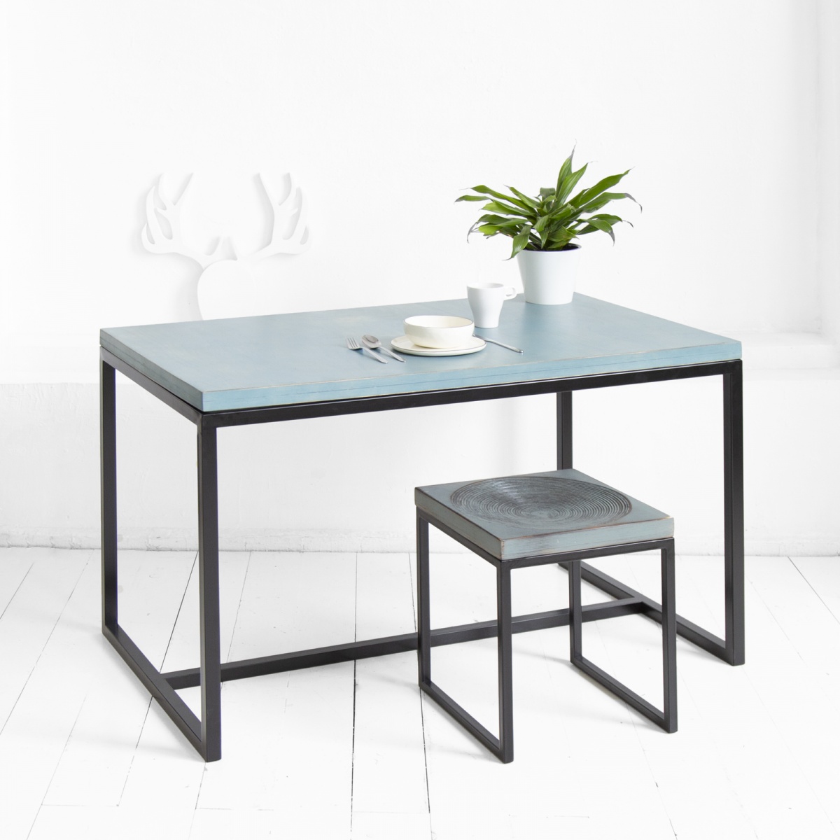 картинка стол обеденный <минимализм> фанера-винтажный синий от ARCHPOLE