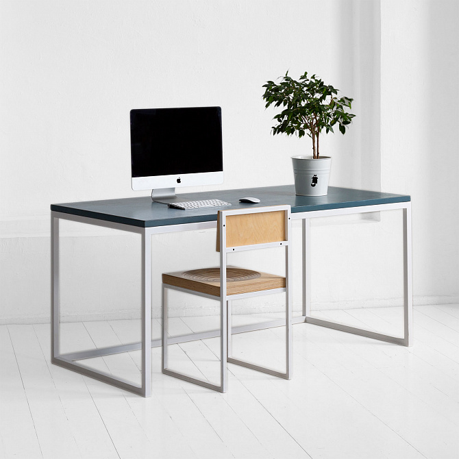 картинка стол рабочий <минимализм> фанера-винтажный синий от ARCHPOLE