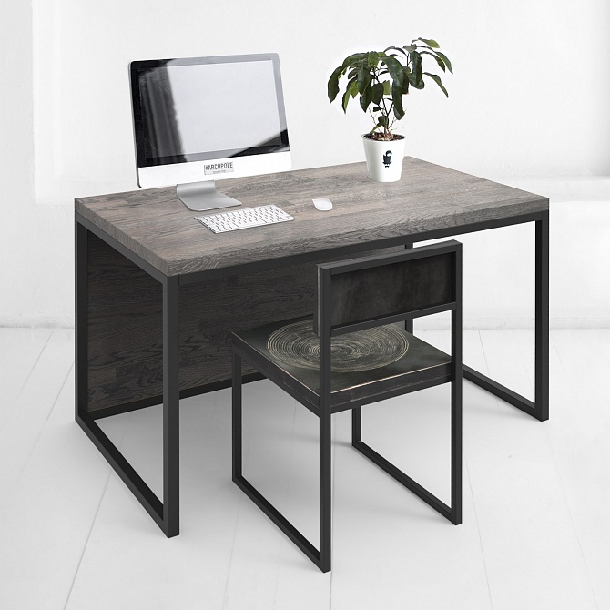 картинка стол рабочий <минимализм> с передней панелью дуб - серый от ARCHPOLE
