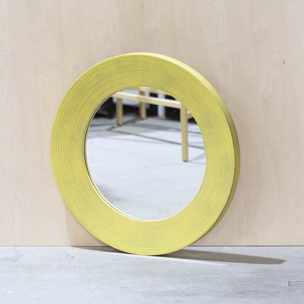 картинка В НАЛИЧИИ зеркало Fullmoon диаметр 620 мм / фанера- винтажный желтый арт. 18595 от ARCHPOLE