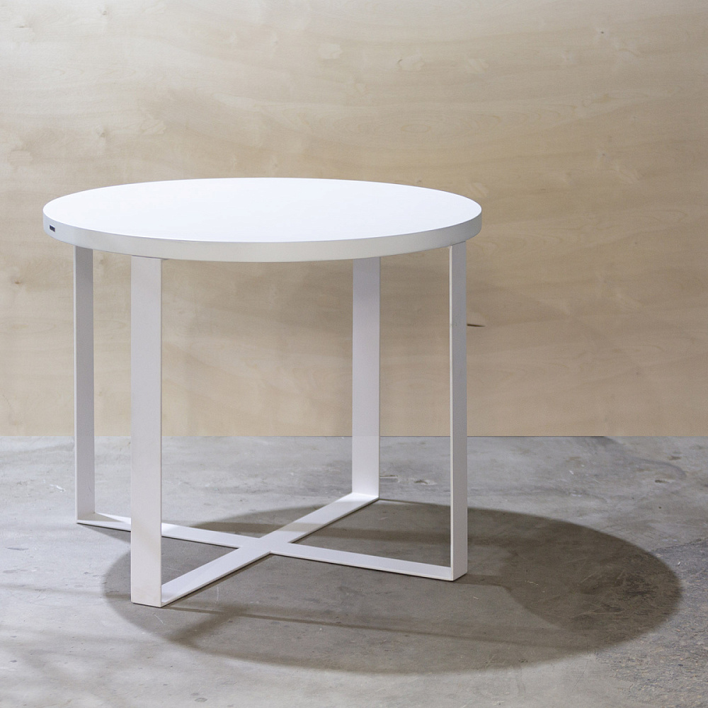 картинка В НАЛИЧИИ круглый стол Полоса d 1000 h 750 мм, фанера винтажный белый, металл белый, арт. 18565 от ARCHPOLE