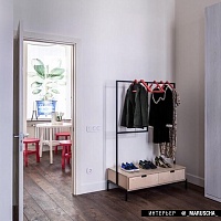 Рейл для одежды с ящиком <минимализм C> фанера-винтажный белый от ARCHPOLE в Москве