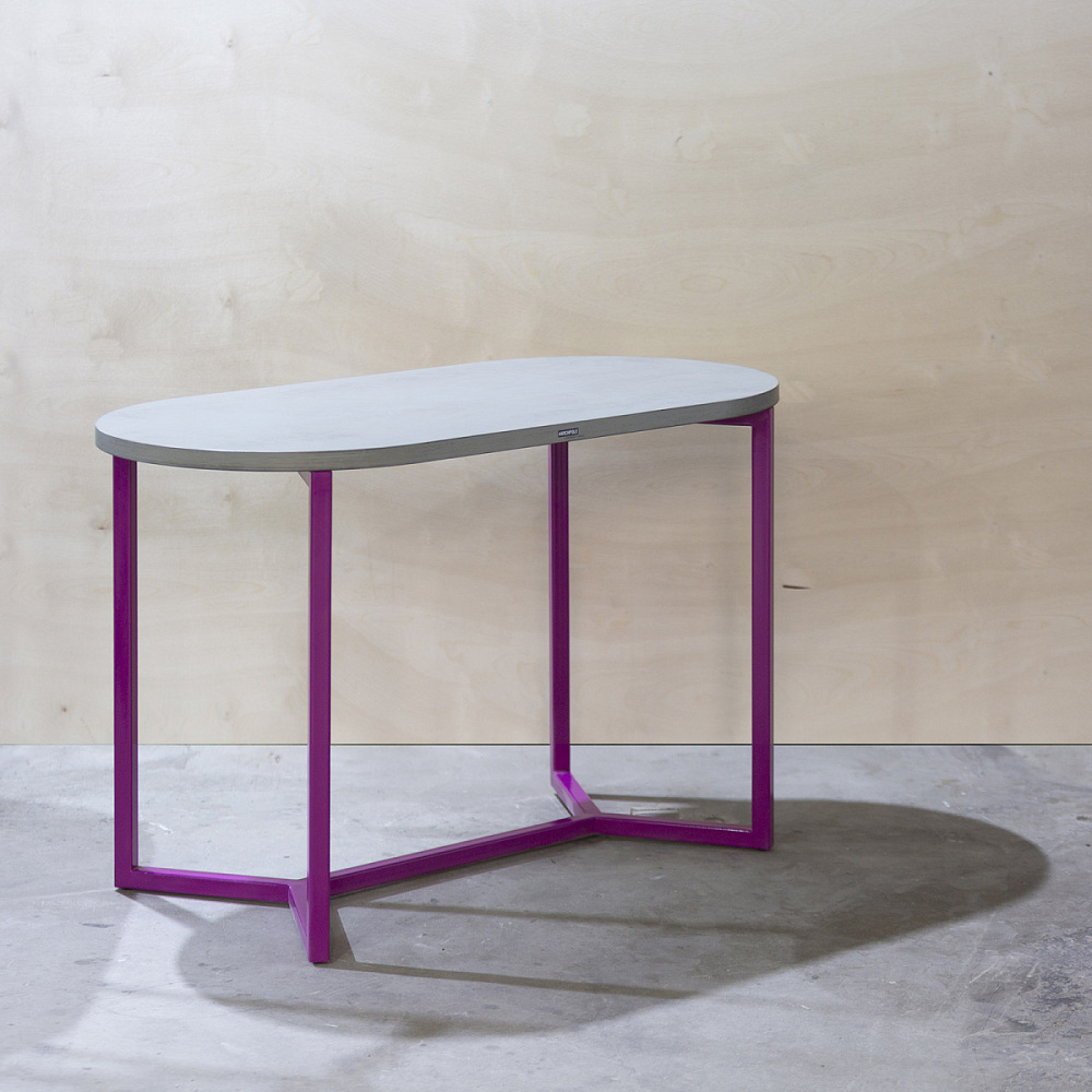 картинка В НАЛИЧИИ стол Овале 1200х600 h 750 мм, фанера серая, металл фиолетовый, арт. 18569 от ARCHPOLE