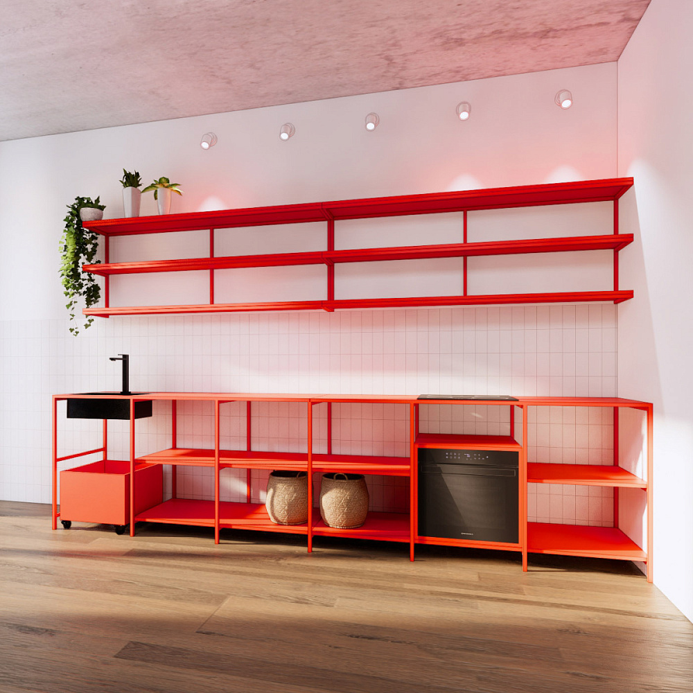 картинка кухня <Швед> 6 модулей 3600мм с верхними полками от ARCHPOLE