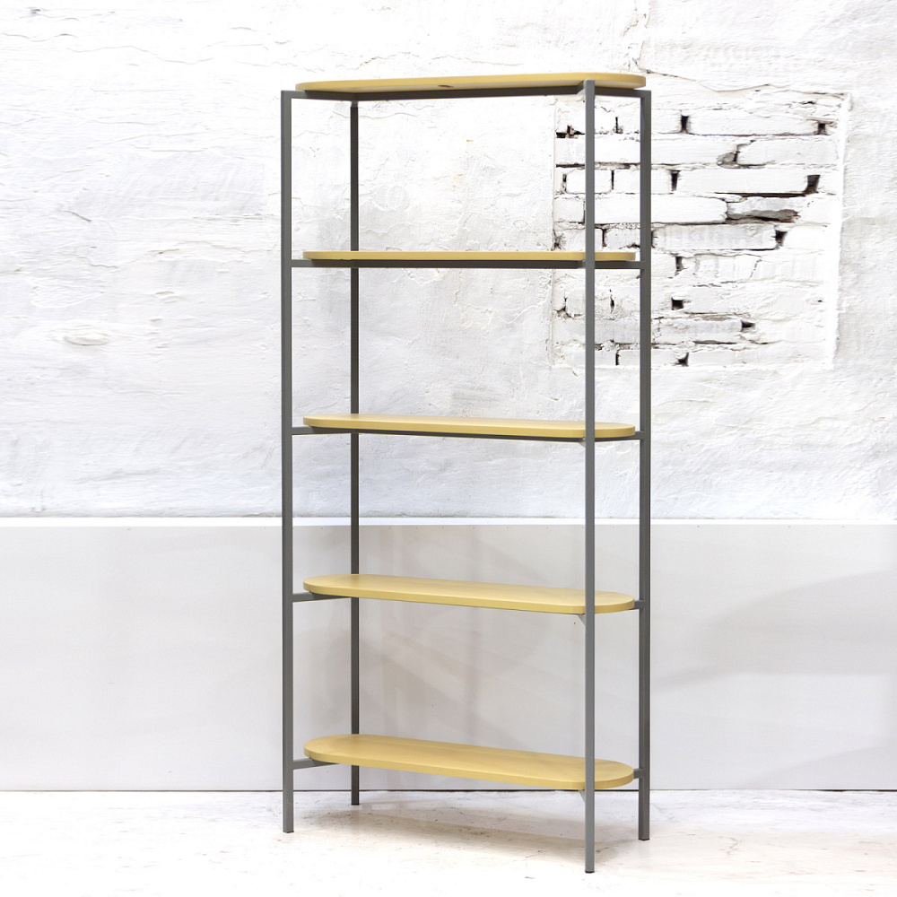 картинка В НАЛИЧИИ из шоурума стеллаж Овале 900х300мм h 1800мм металл серый / дерево песочный RAL 1002 арт. 18778 от ARCHPOLE